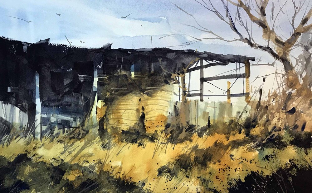 &ldquo;Hay Shed,&rdquo; 22x29, Watercolor